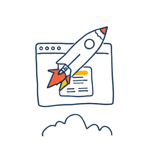 Fusée décollant d'un navigateur web